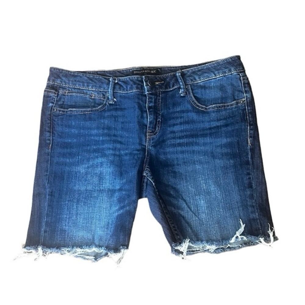 Banana Republic Dark Blue Distressed Denim Jean Shorts